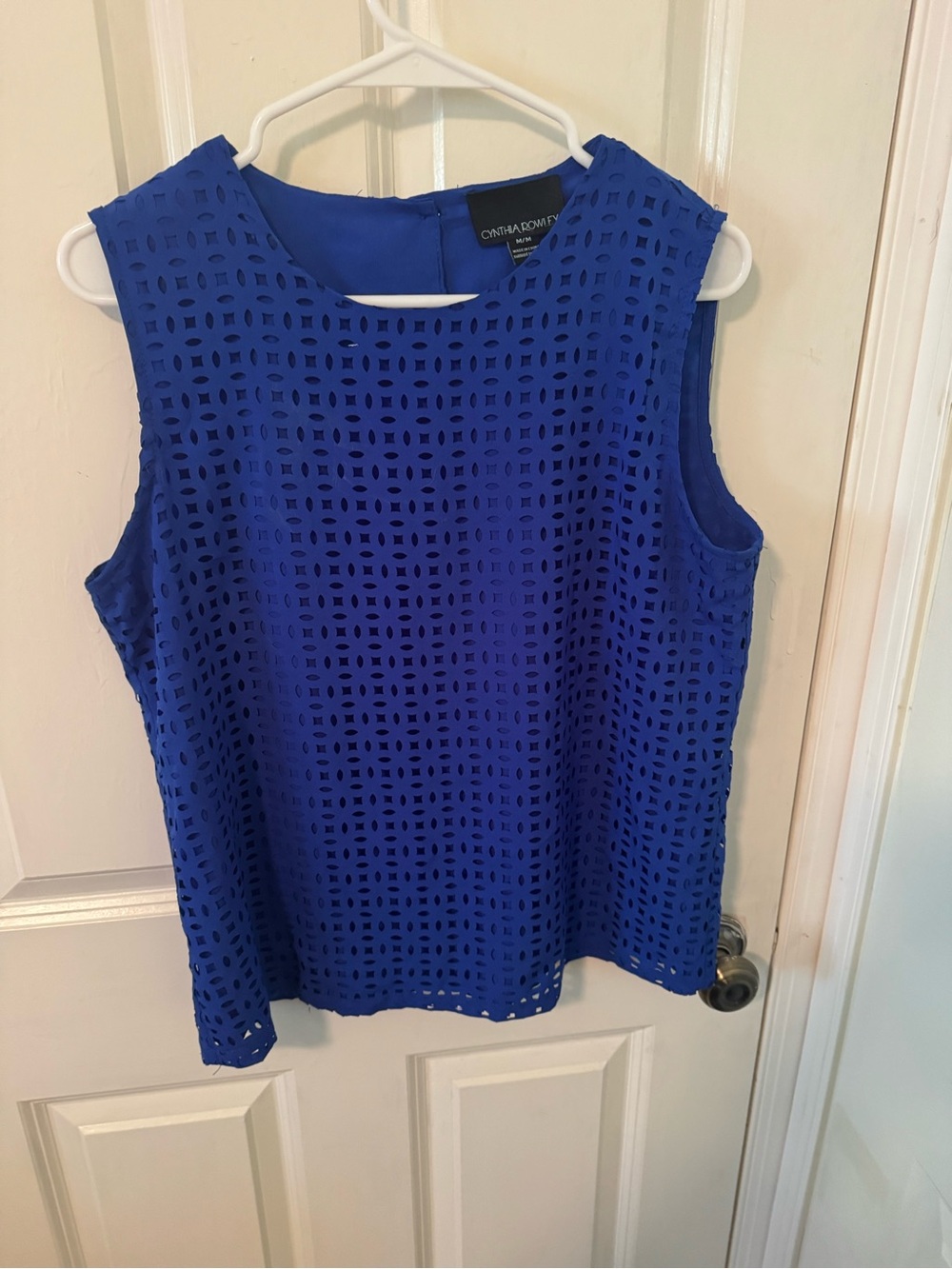 Cynthia Rowley Cobalt Eyelet Sleeveless Blouse